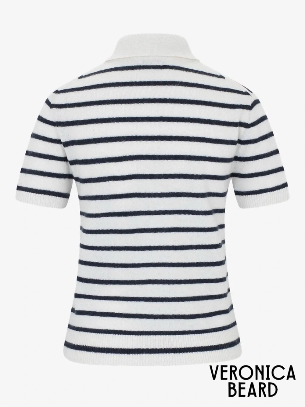 Veronica Beard *NWT* Brandt Stripe Cashmere Polo Short Sleeve Sweater Ivory/Navy